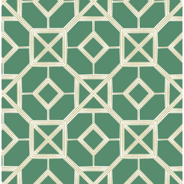 Manhattan Comfort McAllen Livia Green Trellis 33 ft L X 205 in W Wallpaper BR4014-26410 - main